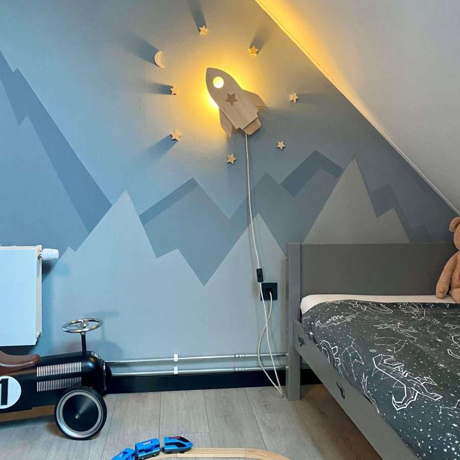 houten raket lamp voor de kinderkamer