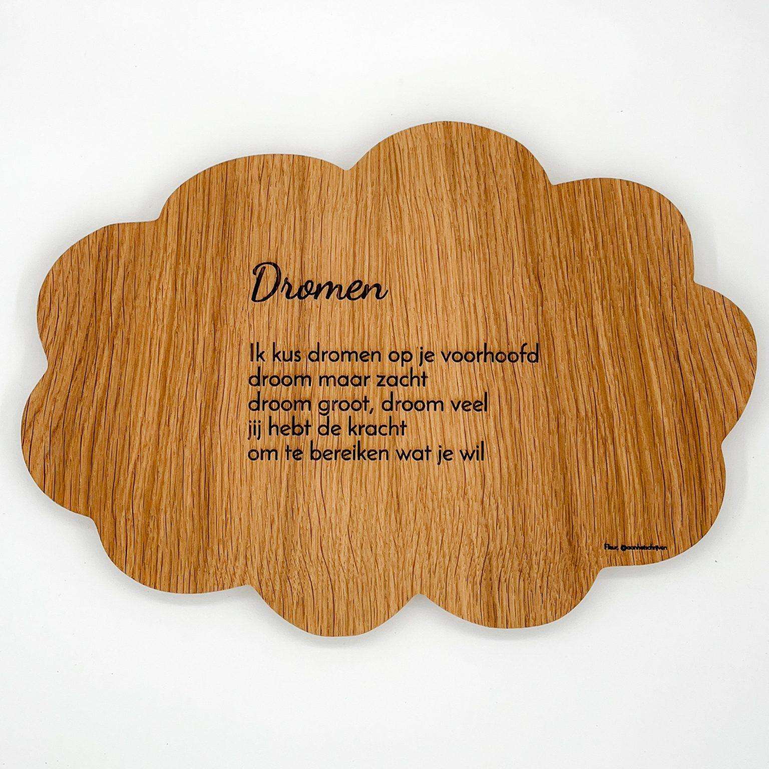 Gedicht op hout - gedichten van Fleur - Uniek houten cadeau