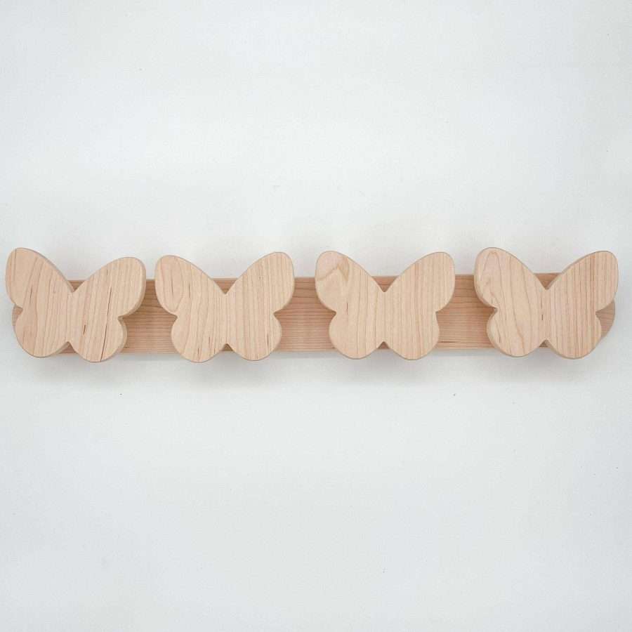 4 haakjes houten vlinder kapstok